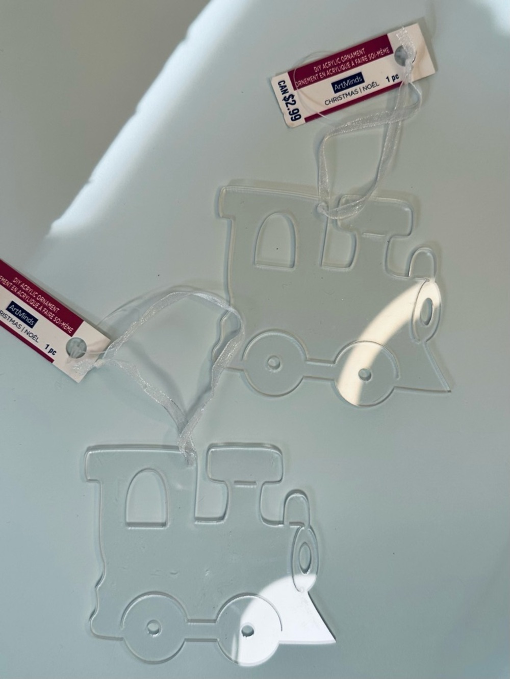 5 for $10 Acrylic Train Ornament DIY Christmas Craft Kids Decor